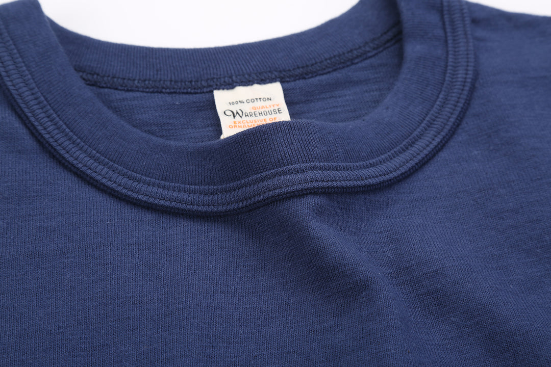 Warehouse Lot 4601 Shadow Border Slub Yarn Pocket T-Shirt Made in Japan Navy Double Binder