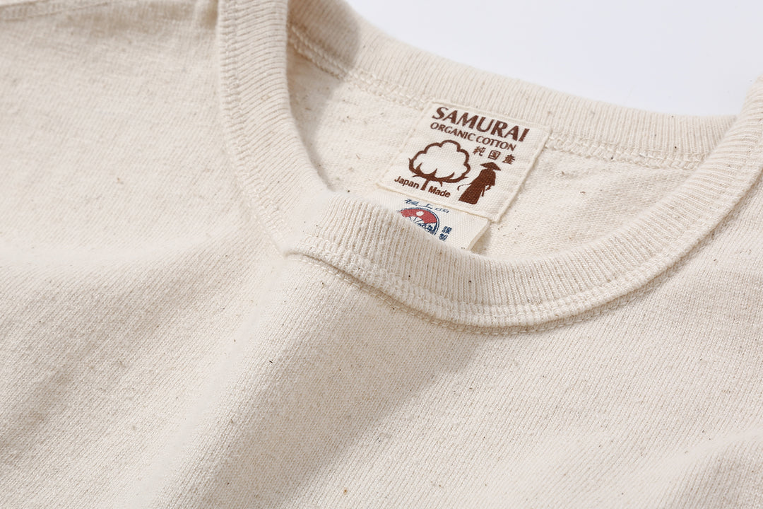 Samurai Jeans SJST-SC01 Samurai Cotton Crew Neck T-Shirt Made in Japan natural neck detail