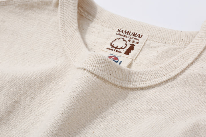 Samurai Jeans SJST-SC01 Samurai Cotton Crew Neck T-Shirt Made in Japan natural neck detail