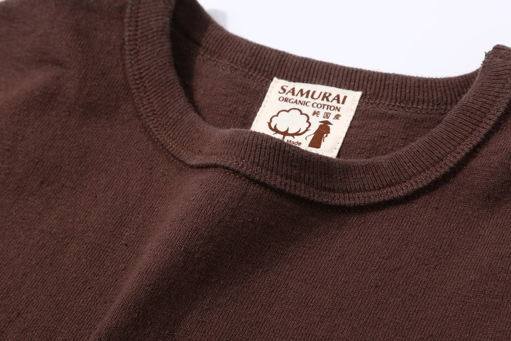 Samurai Jeans SJST-SC01 Samurai Cotton Crew Neck T-Shirt Made in Japan dark kuri neck detail