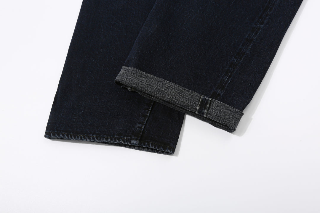 Omoto Denim 0815BCH 13.5oz Selvedge Sumi Overdyed Denim - Wide Straight Fit Made in Japan - Hem