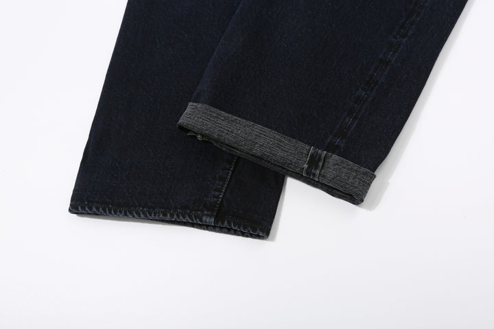 Omoto Denim 0815BCH 13.5oz Selvedge Sumi Overdyed Denim - Wide Straight Fit Made in Japan - Hem