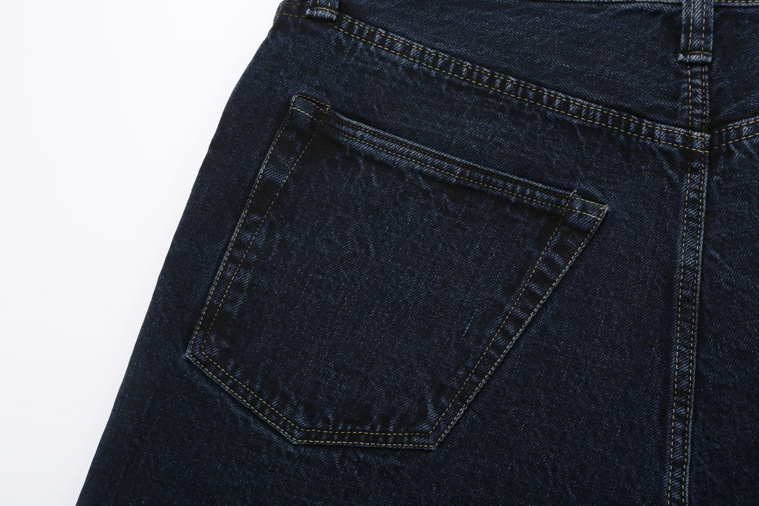 Omoto Denim 0815BCH 13.5oz Selvedge Sumi Overdyed Denim - Wide Straight Fit Made in Japan - Back Pocket Left