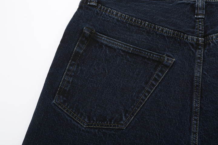 Omoto Denim 0815BCH 13.5oz Selvedge Sumi Overdyed Denim - Wide Straight Fit Made in Japan - Back Pocket Left