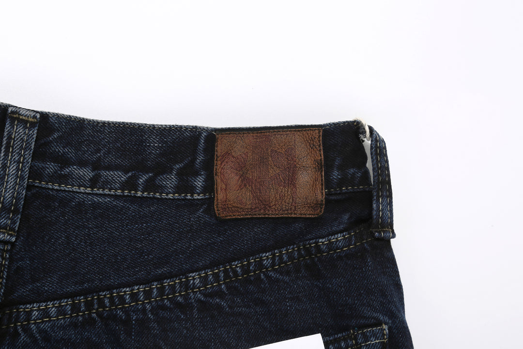 Omoto Denim 0815BCH 13.5oz Selvedge Sumi Overdyed Denim - Wide Straight Fit Made in Japan - Leather Patch