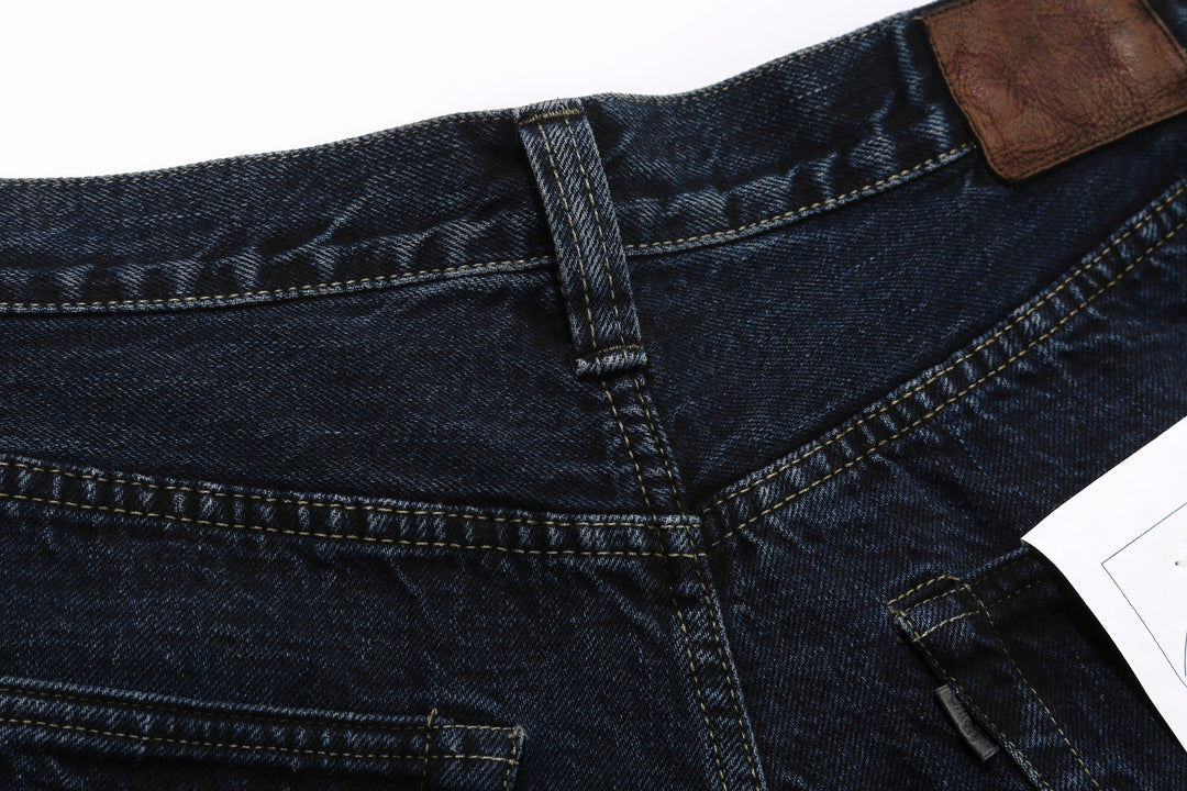 Omoto Denim 0815BCH 13.5oz Selvedge Sumi Overdyed Denim - Wide Straight Fit Made in Japan - Belt Loop