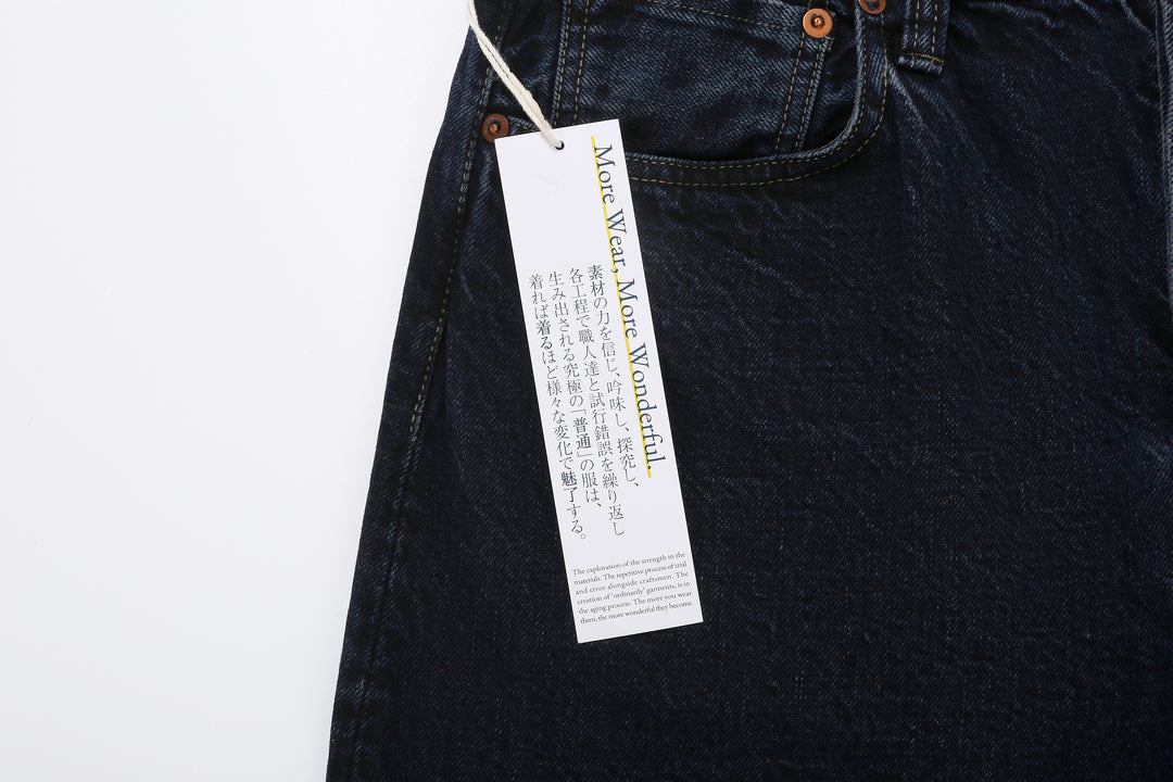 Omoto Denim 0815BCH 13.5oz Selvedge Sumi Overdyed Denim - Wide Straight Fit Made in Japan - Paper Tag