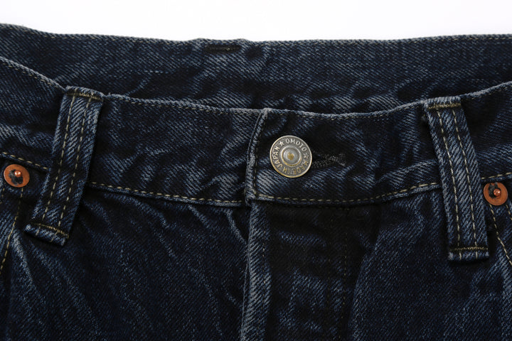 Omoto Denim 0815BCH 13.5oz Selvedge Sumi Overdyed Denim - Wide Straight Fit Made in Japan - Main Button