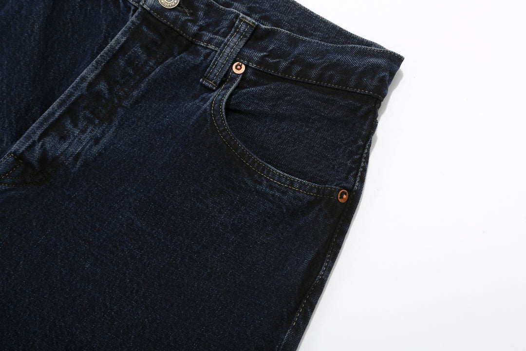 Omoto Denim 0815BCH 13.5oz Selvedge Sumi Overdyed Denim - Wide Straight Fit Made in Japan - Left Pocket Front