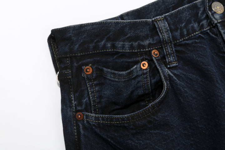 Omoto Denim 0815BCH 13.5oz Selvedge Sumi Overdyed Denim - Wide Straight Fit Made in Japan - Coin Pocket