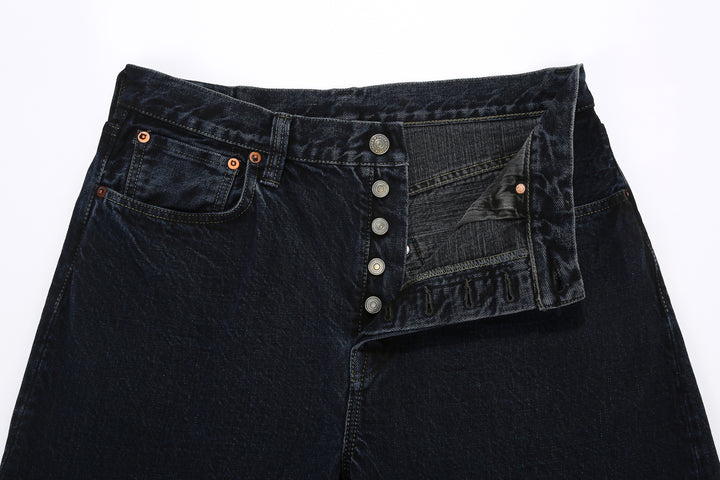 Omoto Denim 0815BCH 13.5oz Selvedge Sumi Overdyed Denim - Wide Straight Fit Made in Japan - Button Fly