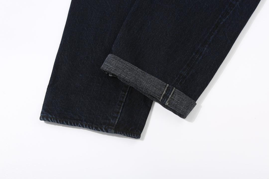 Omoto Denim 0615BCH 13.5oz Selvedge Sumi Overdyed Denim - Relaxed Tapered Fit Made in Japan - Hem