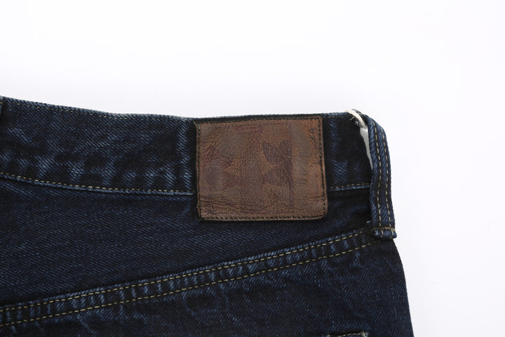 Omoto Denim 0615BCH 13.5oz Selvedge Sumi Overdyed Denim - Relaxed Tapered Fit Made in Japan - Leather Patch