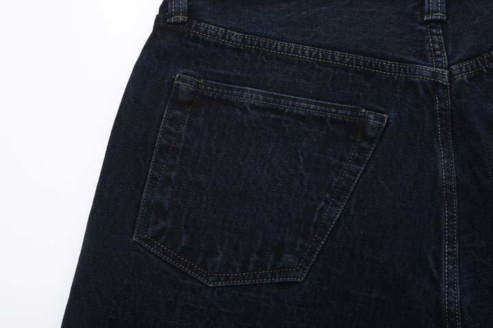 Omoto Denim 0615BCH 13.5oz Selvedge Sumi Overdyed Denim - Relaxed Tapered Fit Made in Japan - Back Pocket Left