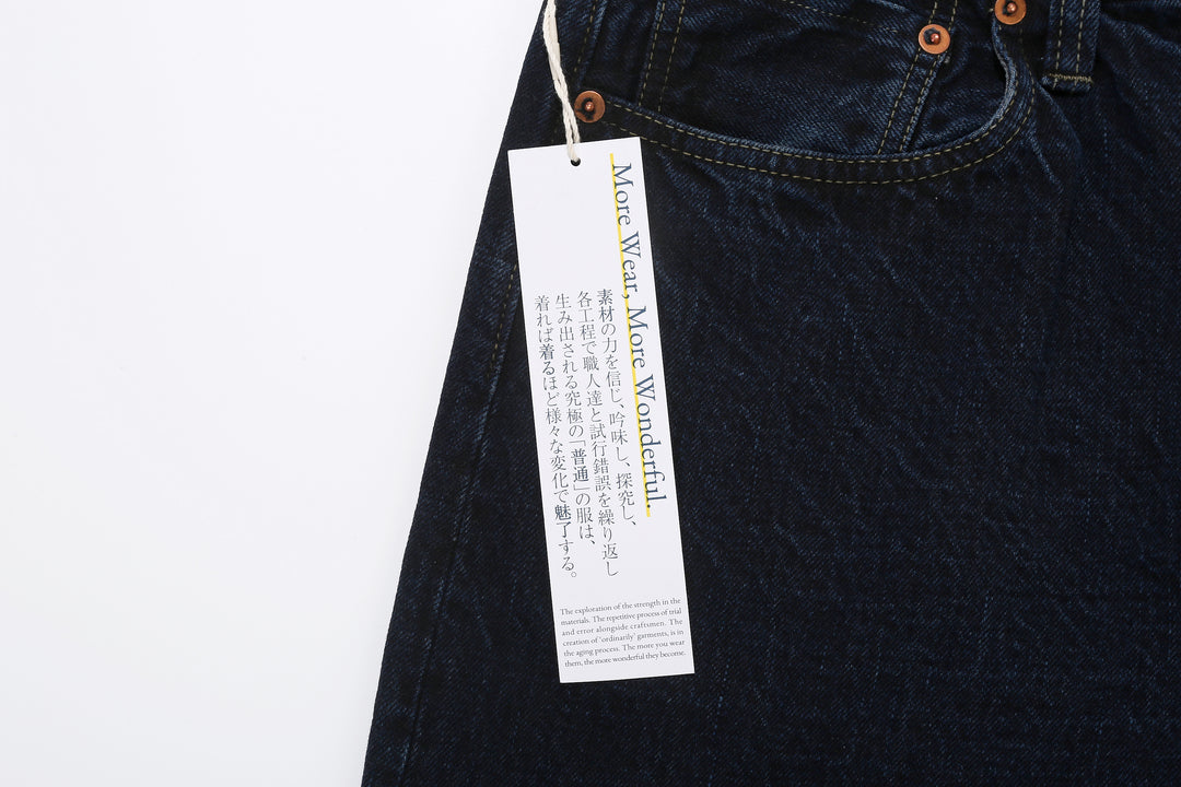 Omoto Denim 0615BCH 13.5oz Selvedge Sumi Overdyed Denim - Relaxed Tapered Fit Made in Japan - Paper Tag