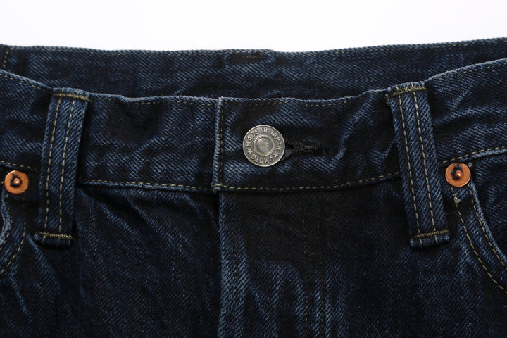 Omoto Denim 0615BCH 13.5oz Selvedge Sumi Overdyed Denim - Relaxed Tapered Fit Made in Japan - Main Button