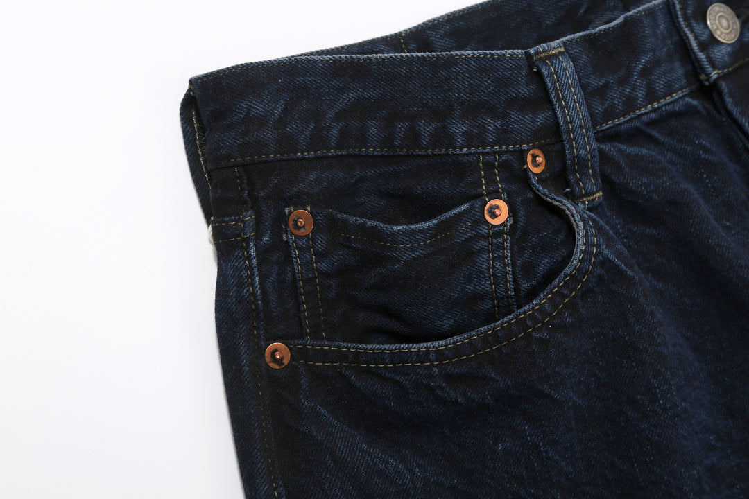 Omoto Denim 0615BCH 13.5oz Selvedge Sumi Overdyed Denim - Relaxed Tapered Fit Made in Japan - Coin Pocket