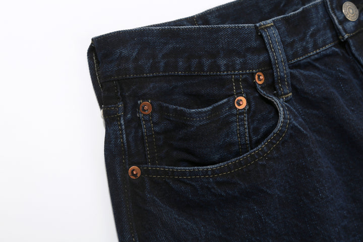Omoto Denim 0615BCH 13.5oz Selvedge Sumi Overdyed Denim - Relaxed Tapered Fit Made in Japan - Coin Pocket