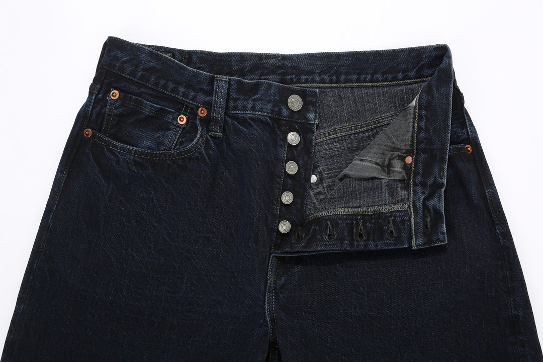 Omoto Denim 0615BCH 13.5oz Selvedge Sumi Overdyed Denim - Relaxed Tapered Fit Made in Japan - Button Fly