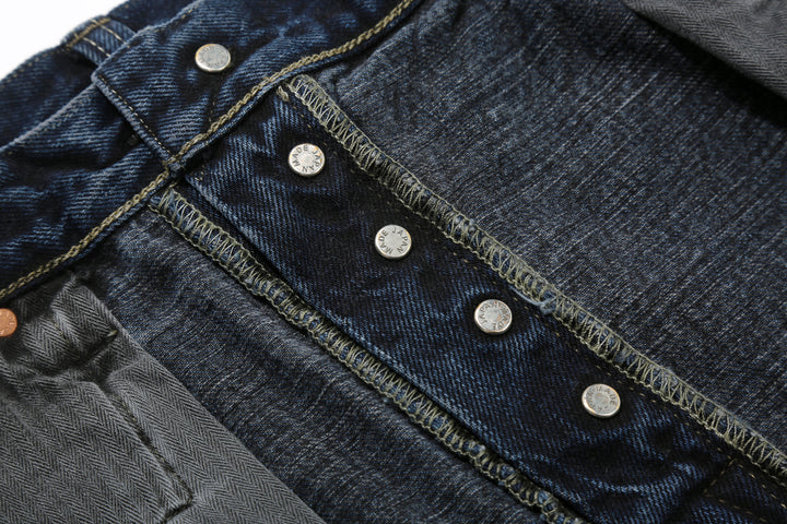 Omoto Denim 0615BCH 13.5oz Selvedge Sumi Overdyed Denim - Relaxed Tapered Fit Made in Japan - Buttons Reverse Side