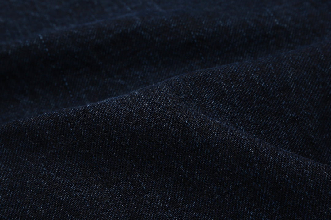 Omoto Denim 0615BCH 13.5oz Selvedge Sumi Overdyed Denim - Relaxed Tapered Fit Made in Japan - Fabric Close Up