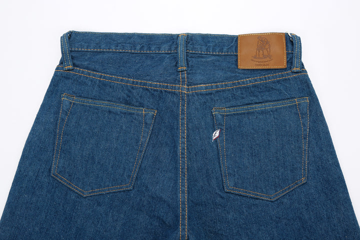 Pure Blue Japan GRE-003 greencast indigo selvedge denim regular straight jeans Made in Japan back view