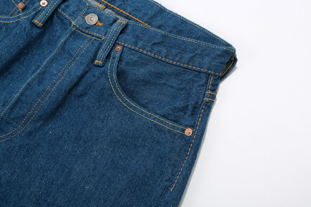 Pure Blue Japan GRE-003 greencast indigo selvedge denim regular straight jeans Made in Japan left pocket