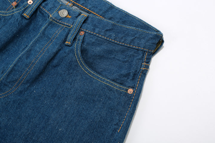 Pure Blue Japan GRE-003 greencast indigo selvedge denim regular straight jeans Made in Japan left pocket