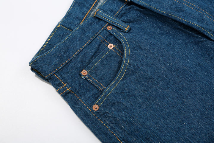 Pure Blue Japan GRE-003 greencast indigo selvedge denim regular straight jeans Made in Japan right pocket