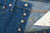 Pure Blue Japan GRE-003 greencast indigo selvedge denim regular straight jeans Made in Japan buttons close up