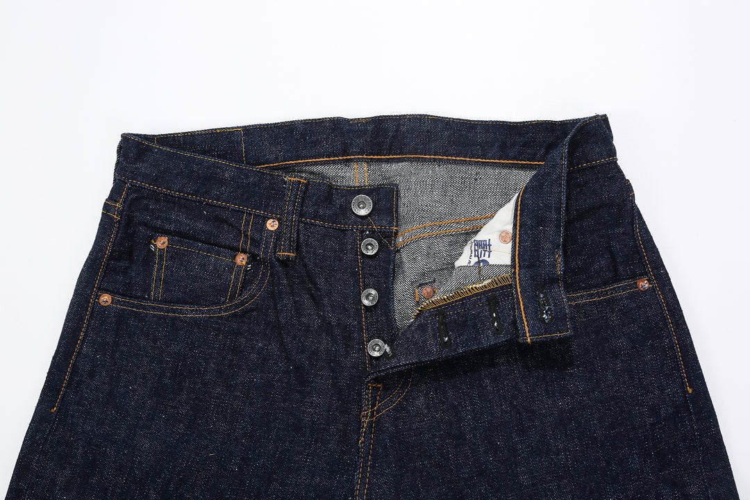 Samurai Jeans S211AX AI Plus 18oz selvedge denim relaxed tapered fit front view button
