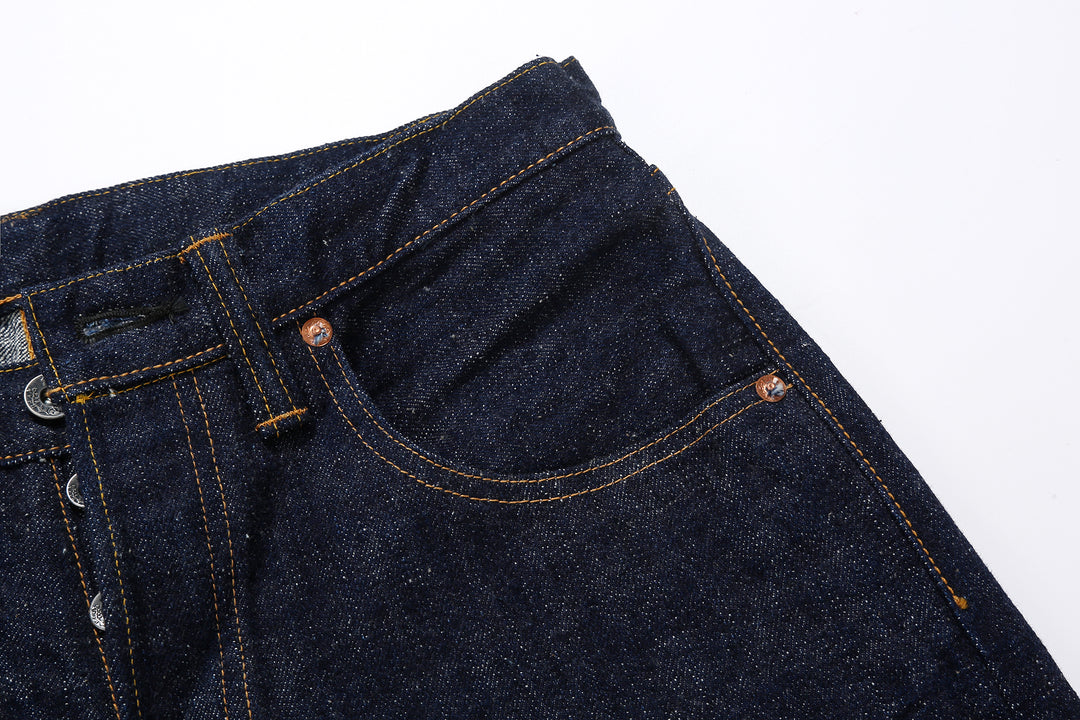 Samurai Jeans S211AX AI Plus 18oz selvedge denim relaxed tapered fit front view left pocket
