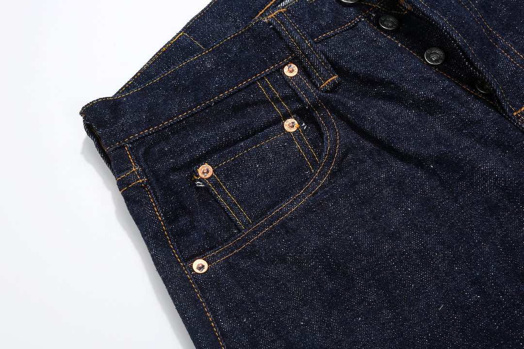 Samurai Jeans S211AX AI Plus 18oz selvedge denim relaxed tapered fit front view right pocket