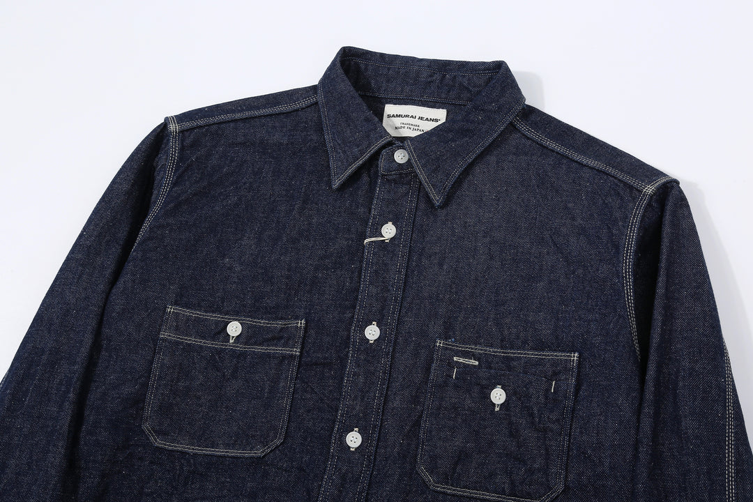 Samurai Jeans SJWS-SC02W 10oz selvedge denim work shirt front view