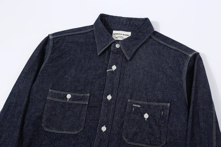 Samurai Jeans SJWS-SC02W 10oz selvedge denim work shirt front view