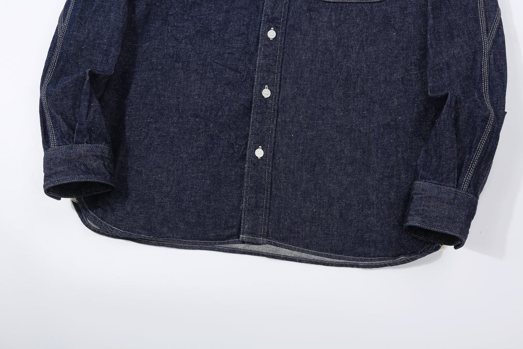 Samurai Jeans SJWS-SC02W 10oz selvedge denim work shirt hem front view