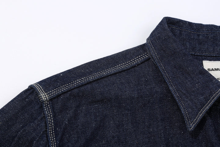 Samurai Jeans SJWS-SC02W 10oz selvedge denim work shirt shoulder seam detail