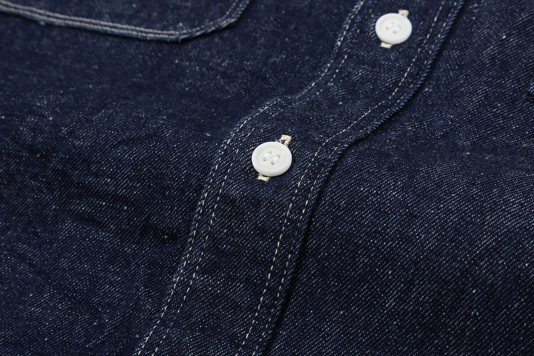 Samurai Jeans SJWS-SC02W 10oz selvedge denim work shirt button close up