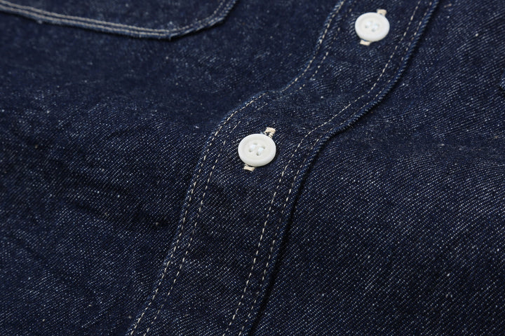 Samurai Jeans SJWS-SC02W 10oz selvedge denim work shirt button close up