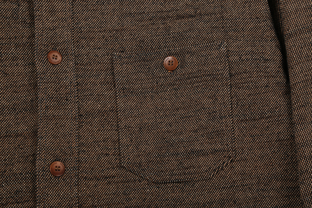 Samurai Jeans SMN25-01W Yarn-Dyed Heavy Flannel Work Shirt - Black Left Pocket
