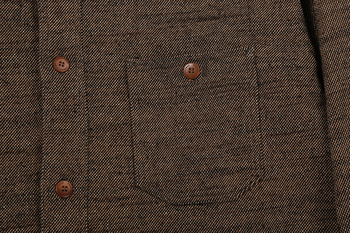 Samurai Jeans SMN25-01W Yarn-Dyed Heavy Flannel Work Shirt - Black Left Pocket