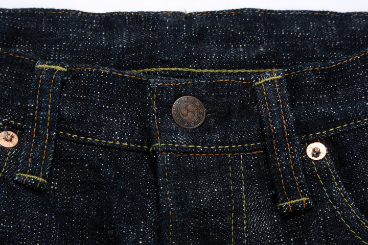 Samurai Jeans S211XX17oz SDS Murasame 17oz selvedge denim relaxed tapered fit button close up