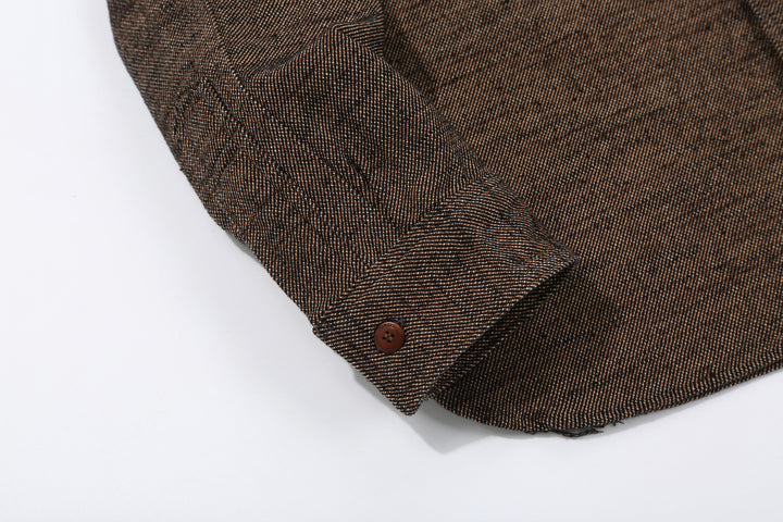 Samurai Jeans SMN25-01W Yarn-Dyed Heavy Flannel Work Shirt - Black Cuff Button