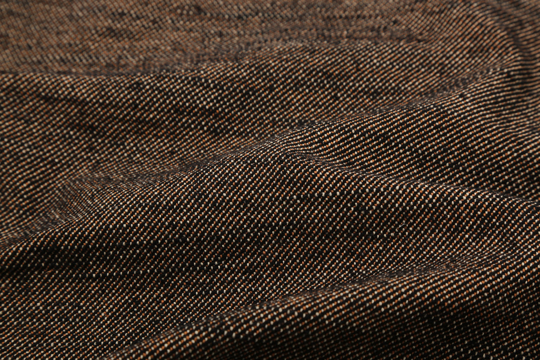 Samurai Jeans SMN25-01W Yarn-Dyed Heavy Flannel Work Shirt - Black Fabric Close Up