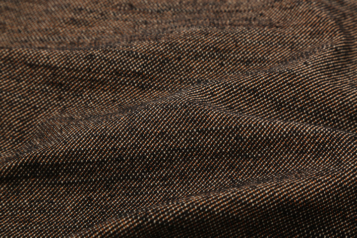 Samurai Jeans SMN25-01W Yarn-Dyed Heavy Flannel Work Shirt - Black Fabric Close Up