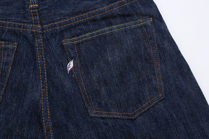 Pure Blue Japan kasuri indigo selvedge denim relaxed tapered jeans Japan back pocket
