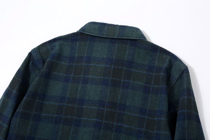 Pure Blue Japan 2235-BR Cotton Tweed Check Indigo Overdyed Shirt - Back Yoke Detail