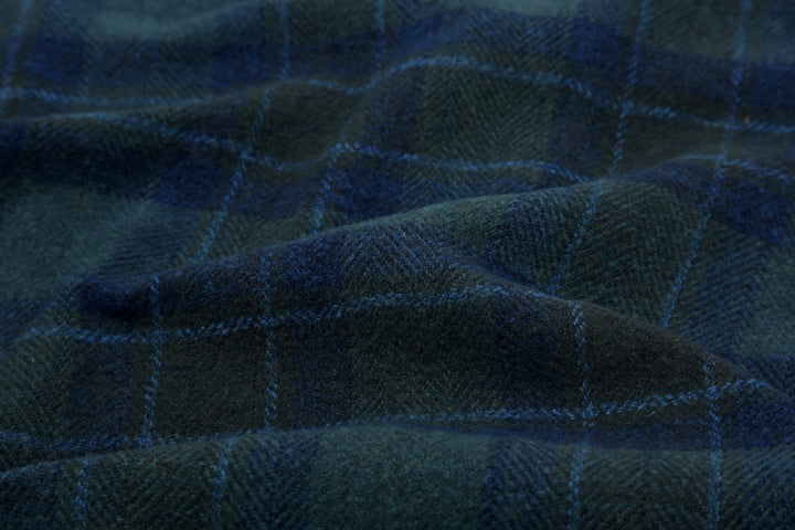 Pure Blue Japan 2235-BR Cotton Tweed Check Indigo Overdyed Shirt - Cotton Tweed Fabric Texture