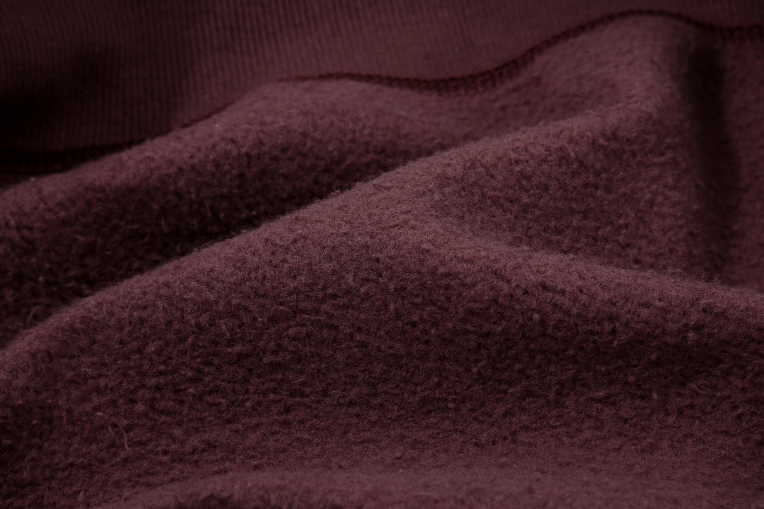 Deluxeware S101-00 20oz Loopwheeled Sweatshirt in Deep Bordeaux – Brushed Fleece Interior