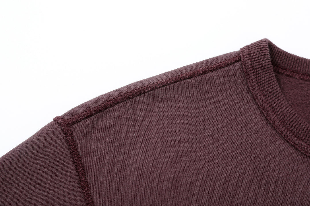 Deluxeware S101-00 20oz Loopwheeled Sweatshirt in Deep Bordeaux – Shoulder Flat Seam Construction